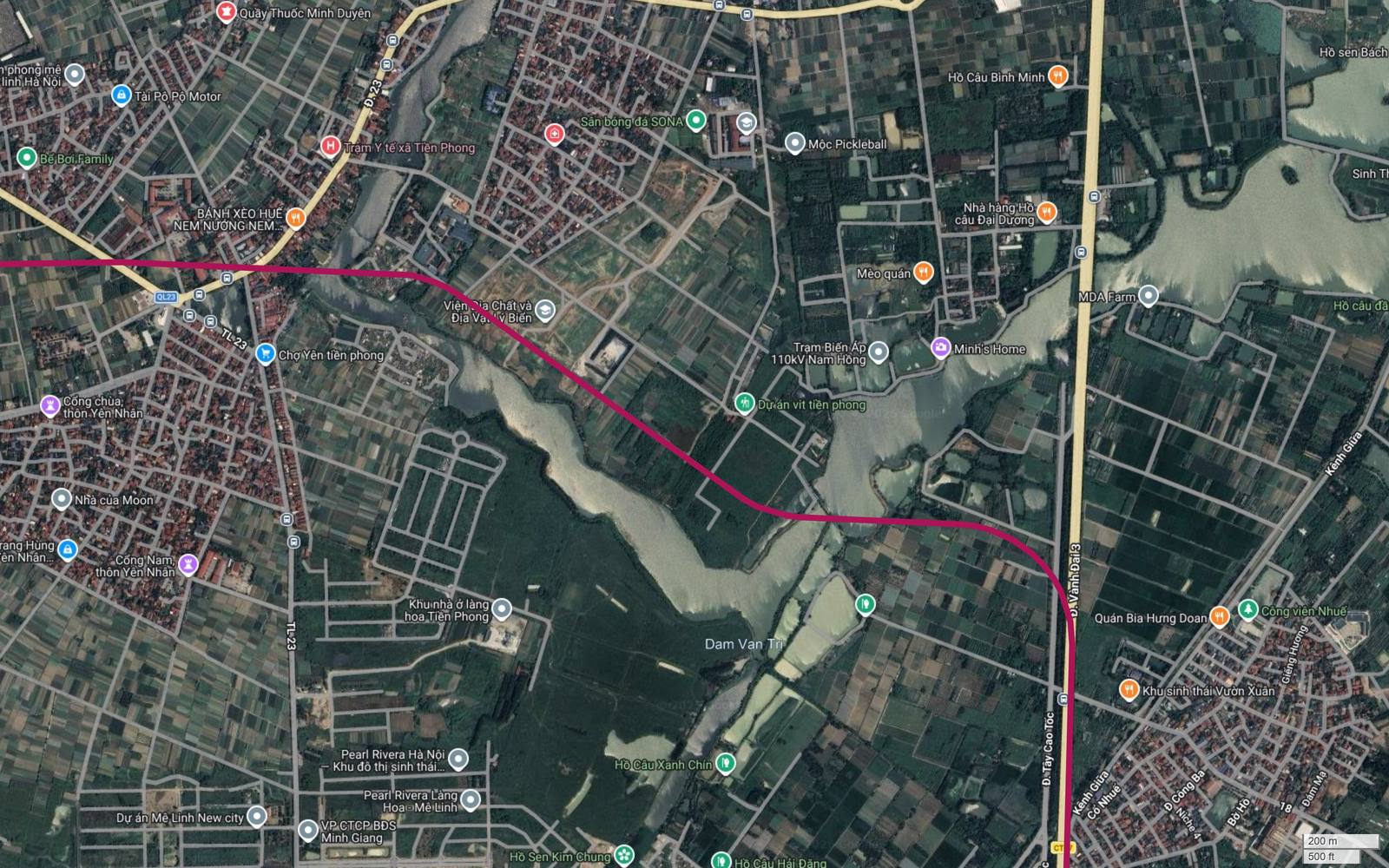 Tuyến metro số 18 bẻ vuông góc xuống nam để nhập dải cao tốc CT.07 Vành Đai 3 tại Kim Chung, cạnh Đầm Vân Trì